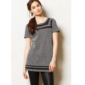 Anthropologie Postmark Black & White Basketweave Tunic Top